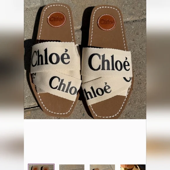 Chloé Woody Tan & Cream Sandals (NEW) - Picture 1 of 7